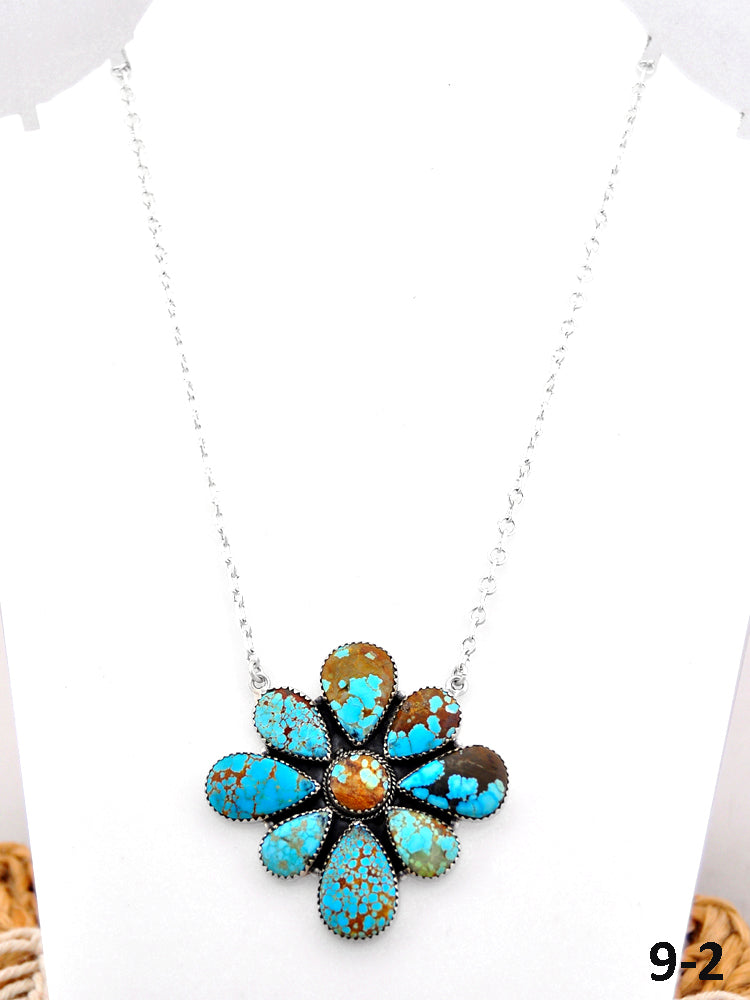 Southwest Handmade Number 8 Turquoise & Sterling Silver Necklace