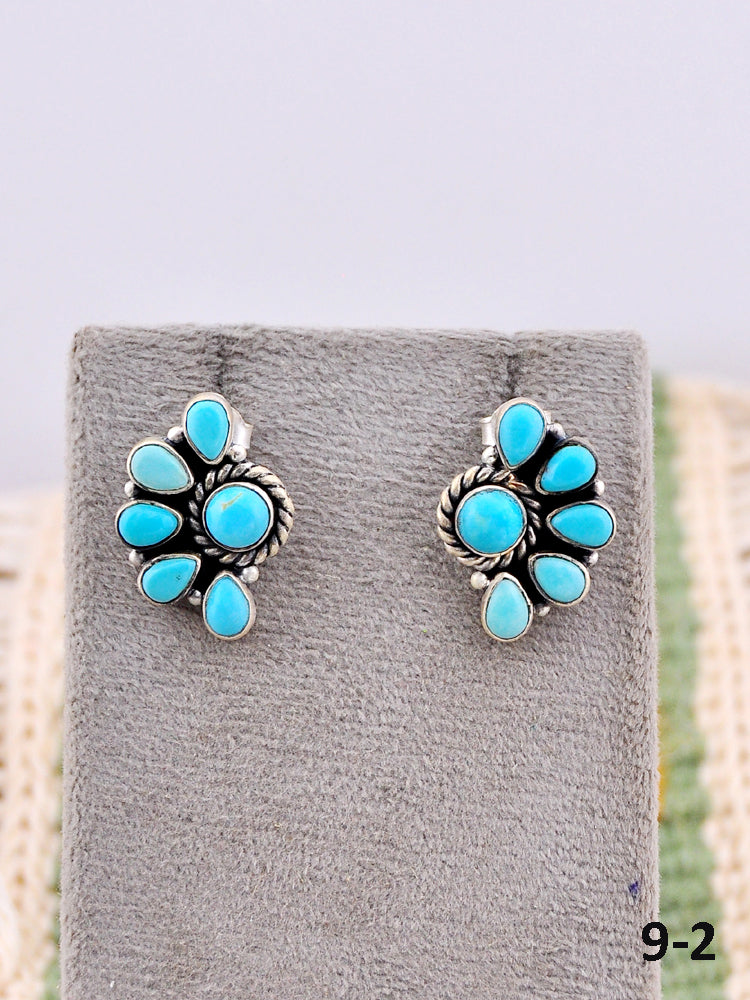 Southwest Made Kingman Turquoise & Sterling Silver Post Earrings