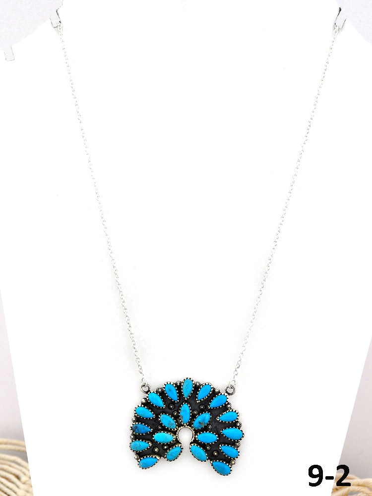 Southwest Made Blue Turquoise & Sterling Silver Necklace