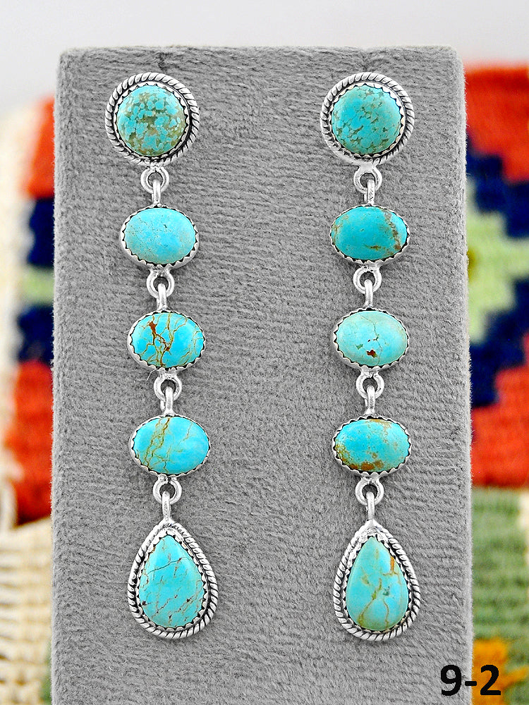 Southwest Handmade #8 Turquoise & Sterling Silver Post Earrings