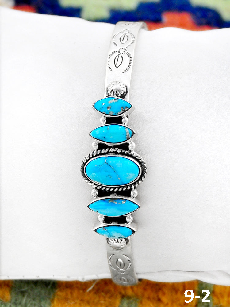 Southwest Handmade White Water Turquoise  & Sterling Silver Cuff Bracelet