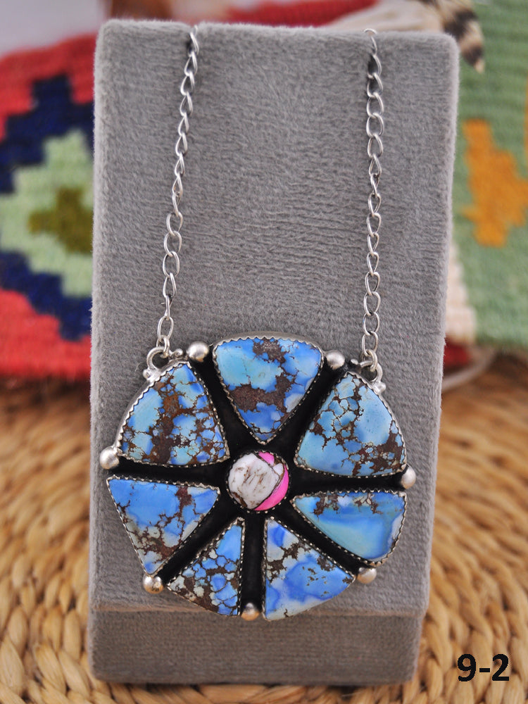 Southwest Handmade Multi Stone & Sterling Silver Cluster Necklace