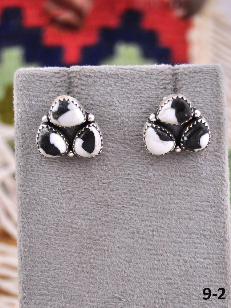 Southwest Made White Buffalo & Sterling Silver Post Earrings