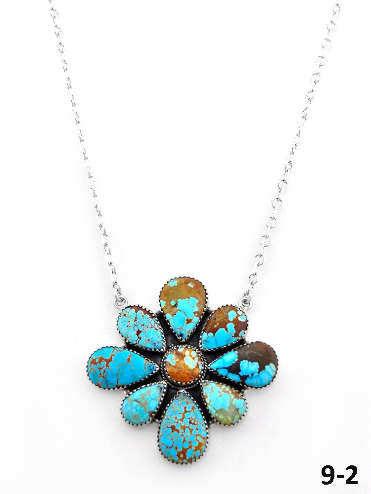Southwest Handmade Number 8 Turquoise & Sterling Silver Necklace