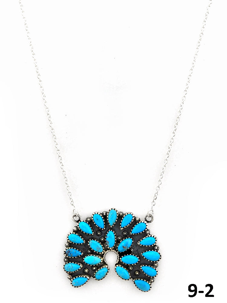 Southwest Made Blue Turquoise & Sterling Silver Necklace