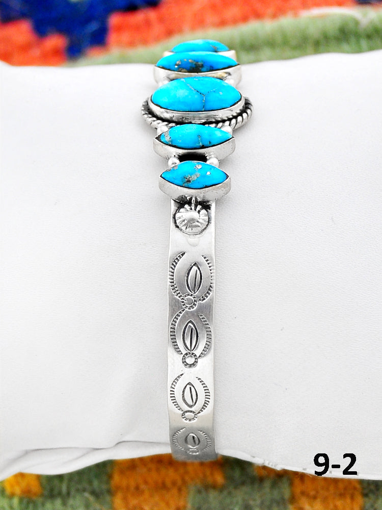 Southwest Handmade White Water Turquoise  & Sterling Silver Cuff Bracelet