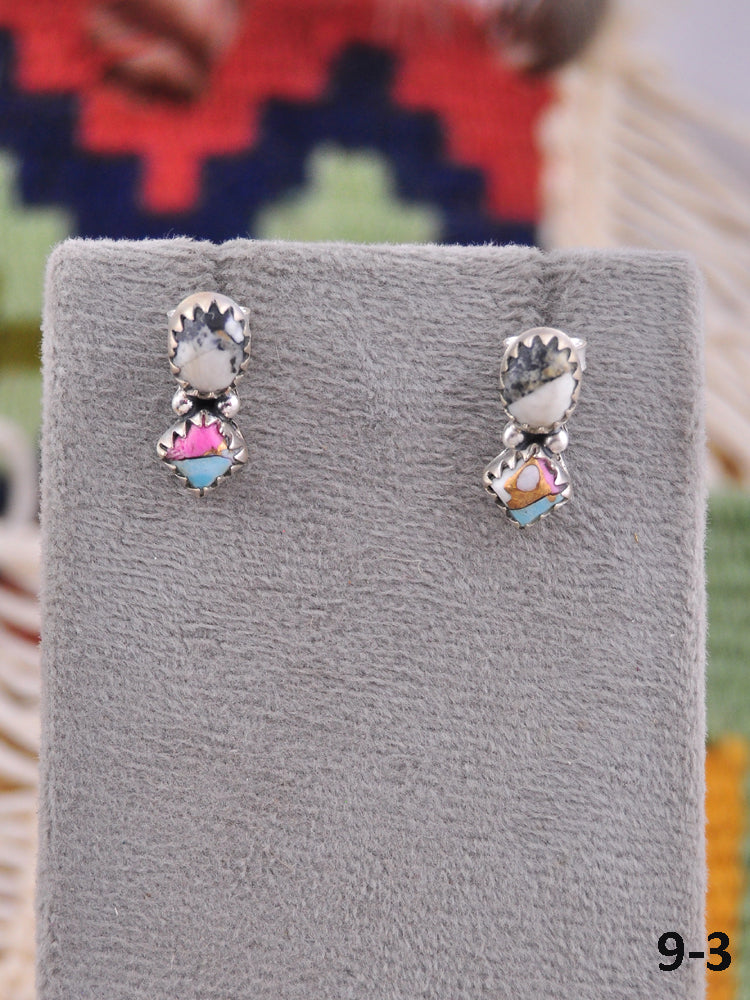 Southwest Made Multi Stone & Sterling Silver Post Earrings