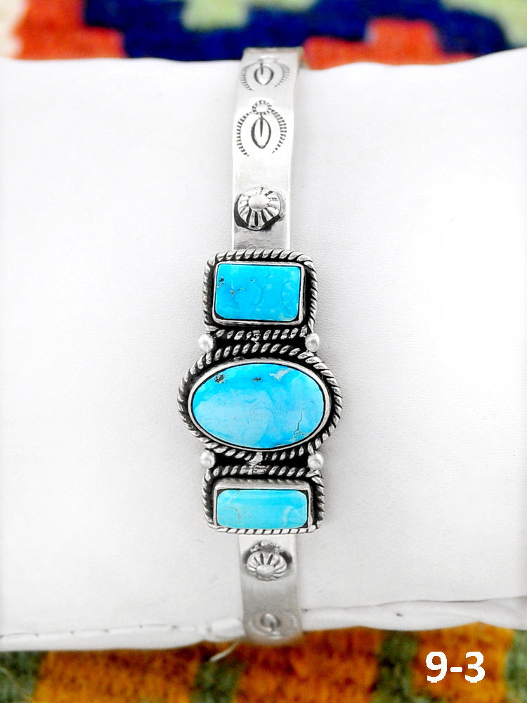 Southwest Handmade White Water Turquoise & Sterling Silver Cuff Bracelet