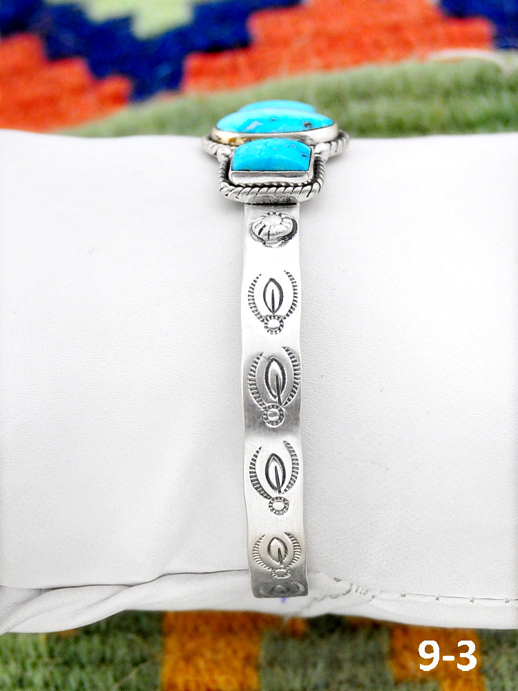 Southwest Handmade White Water Turquoise & Sterling Silver Cuff Bracelet