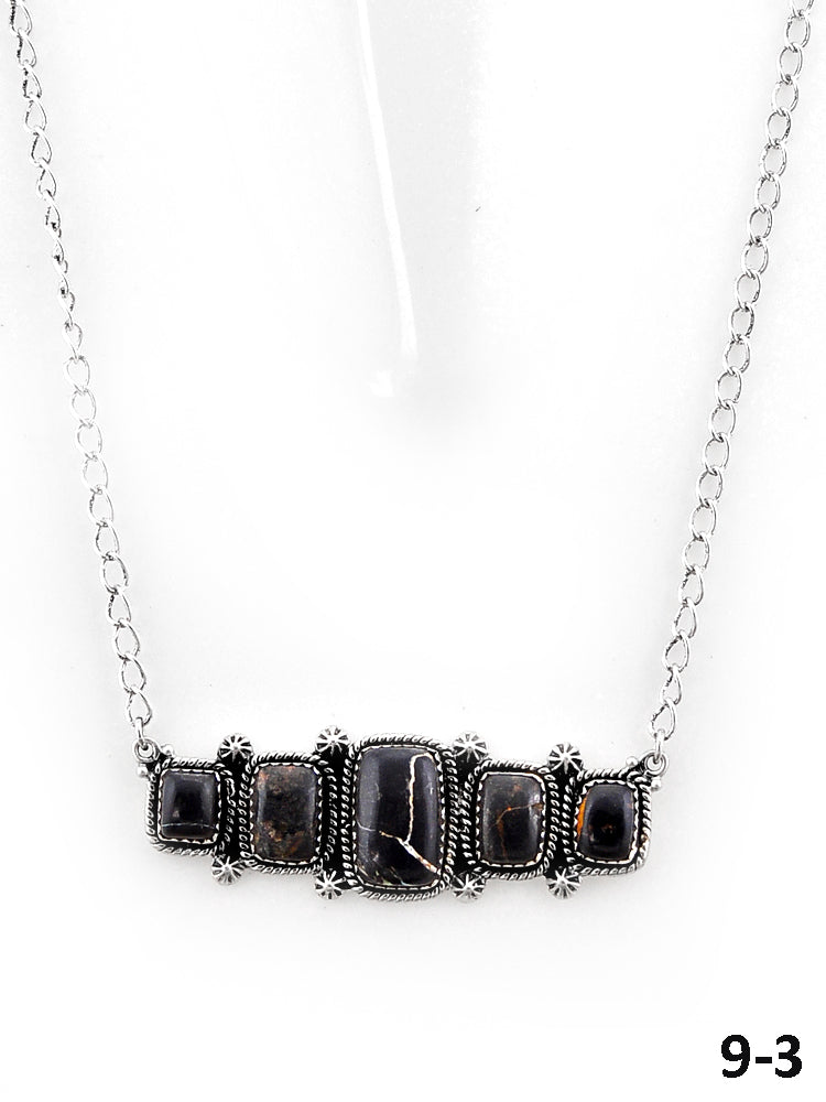 Southwest Made Black Jack Turquoise & Sterling Silver Necklace