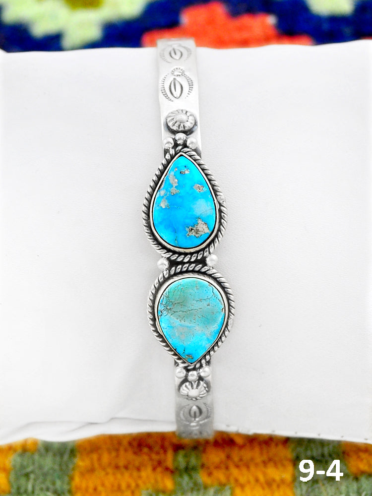 Southwest Handmade White Water Turquoise & Sterling Silver Cuff Bracelet