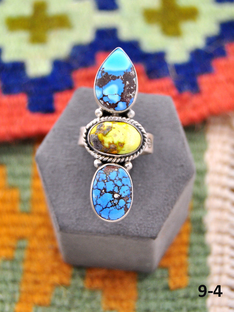 Southwest Made Multistone & Sterling Silver Adjustable Ring
