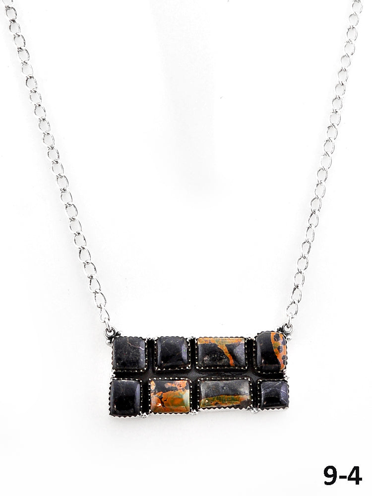 Southwest Made Black Jack Turquoise & Sterling Silver Necklace