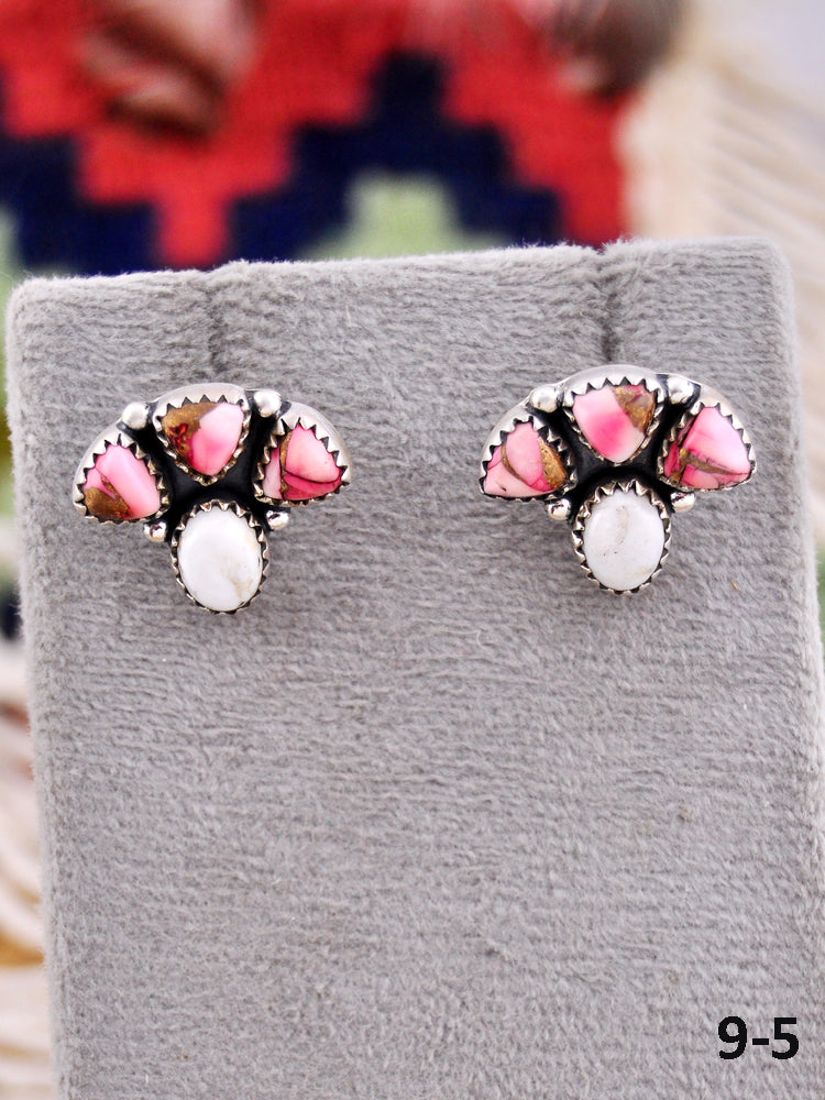Southwest Made Multi Stone & Sterling Silver Post Earrings