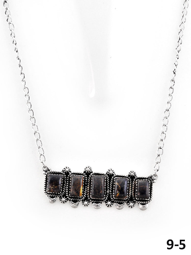 Southwest Made Black Jack Turquoise & Sterling Silver Necklace