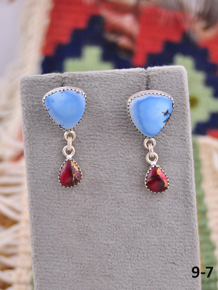 Southwest Made Multi Stone & Sterling Silver Post Earrings