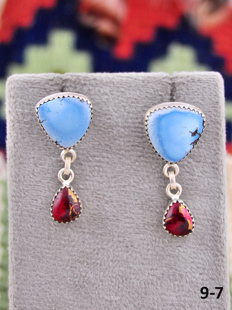 Southwest Made Multi Stone & Sterling Silver Post Earrings
