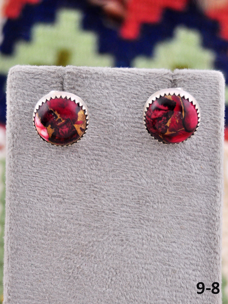 Southwest Made Rose Dahlia & Sterling Silver Post Earrings