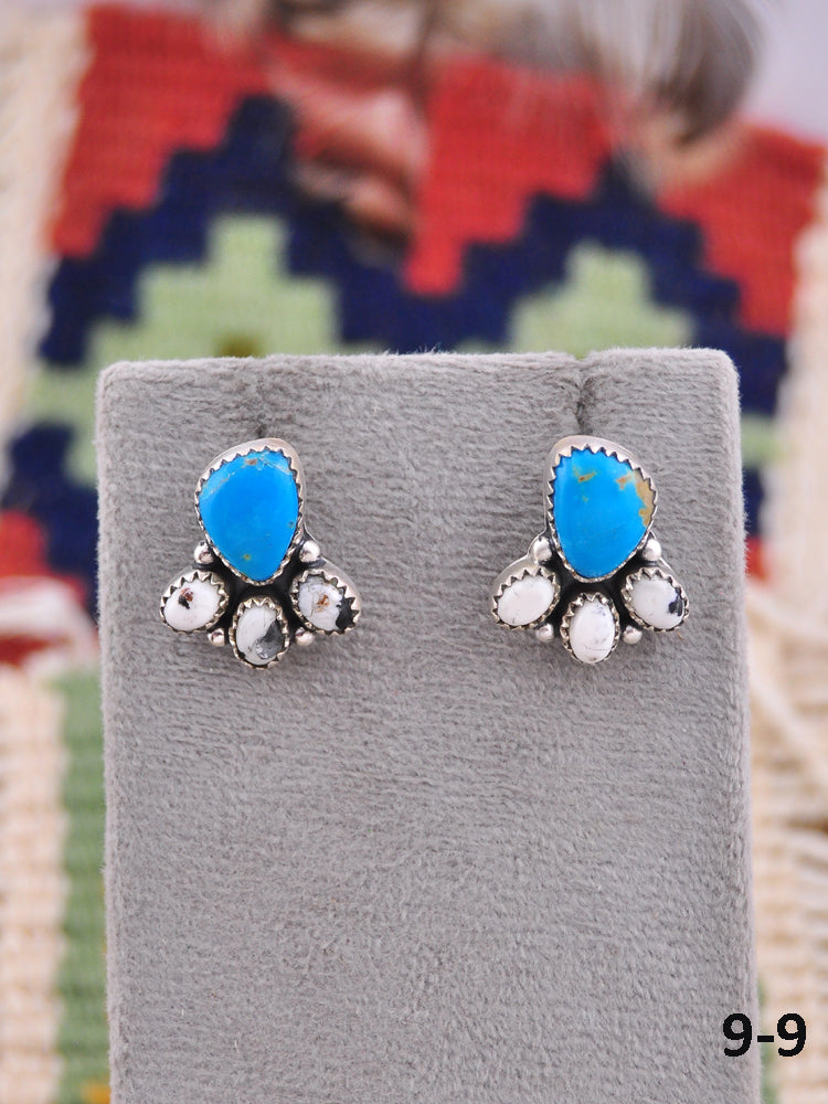Southwest Made Multi Stone & Sterling Silver Post Earrings
