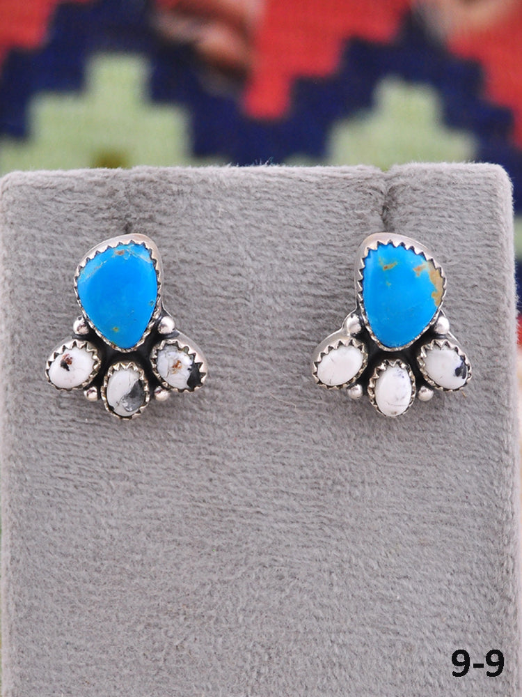 Southwest Made Multi Stone & Sterling Silver Post Earrings