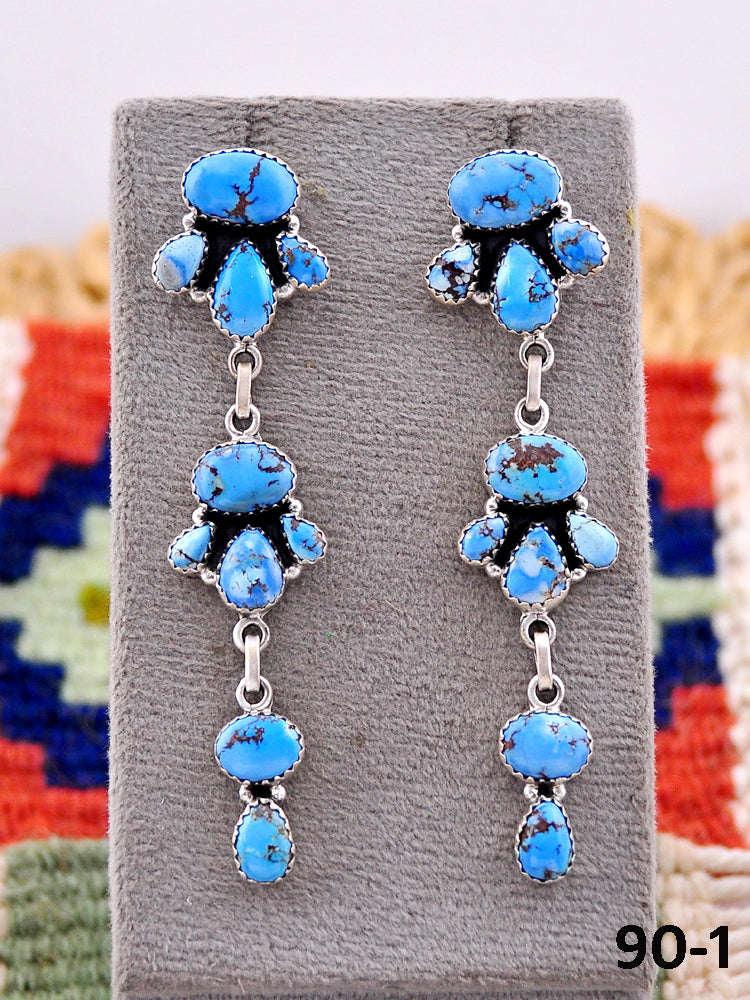 Southwest Handmade Golden Hills Turquoise & Sterling Silver Post Earrings