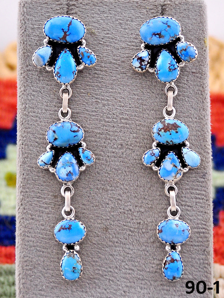 Southwest Handmade Golden Hills Turquoise & Sterling Silver Post Earrings