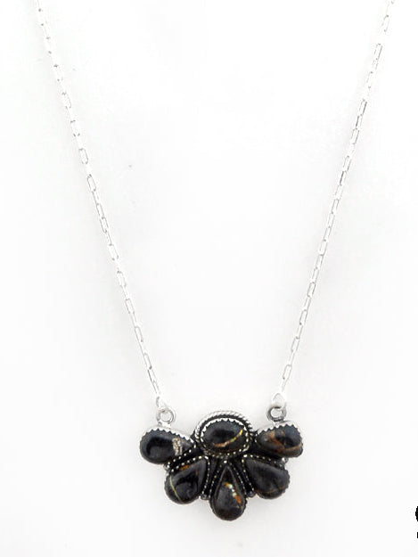 Southwest Made Black Jack Turquoise & Sterling Silver Necklace