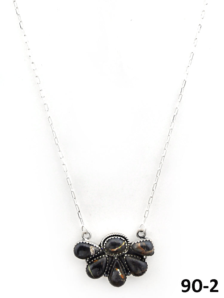 Southwest Made Black Jack Turquoise & Sterling Silver Necklace