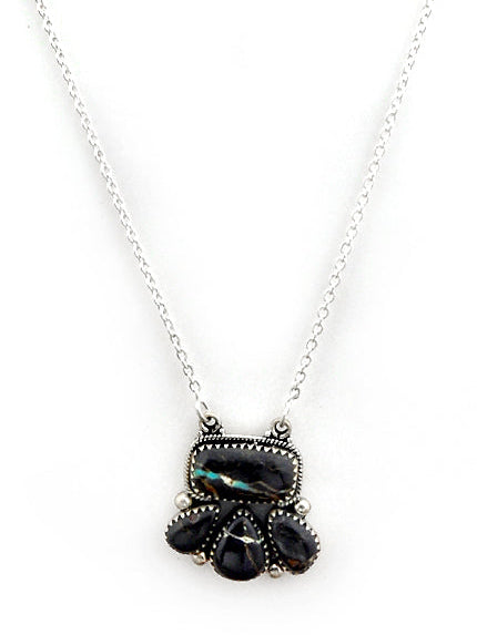 Southwest Made Black Jack Turquoise & Sterling Silver Necklace
