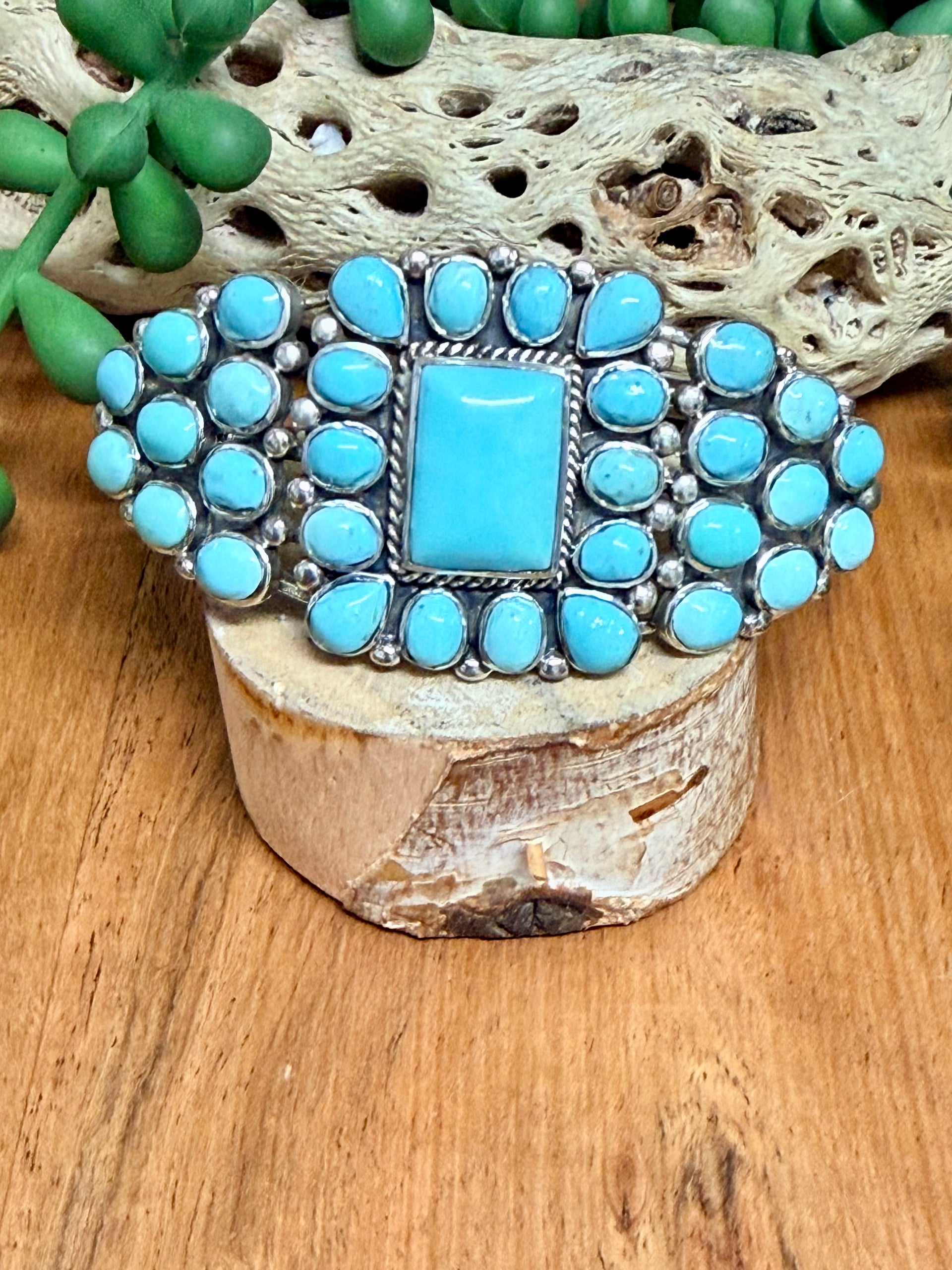 Southwest Handmade Kingman Turquoise & Sterling Silver Cuff Bracelet