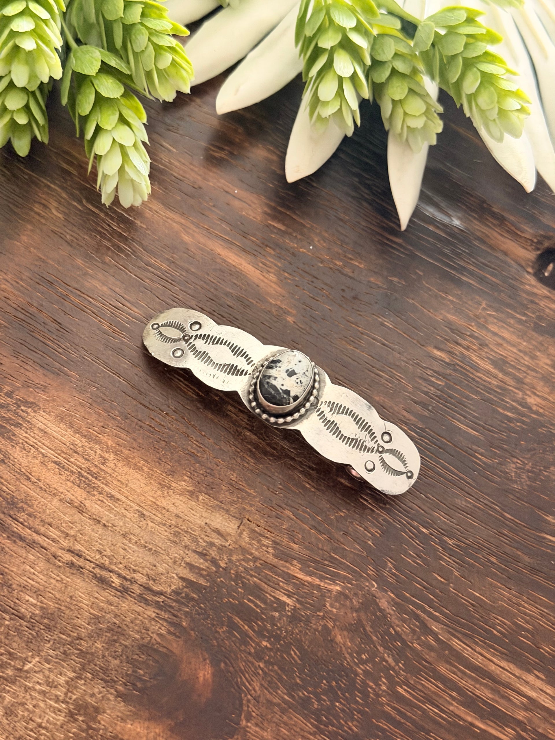 Danny Henio White Buffalo & Sterling Silver Hair Barrette
