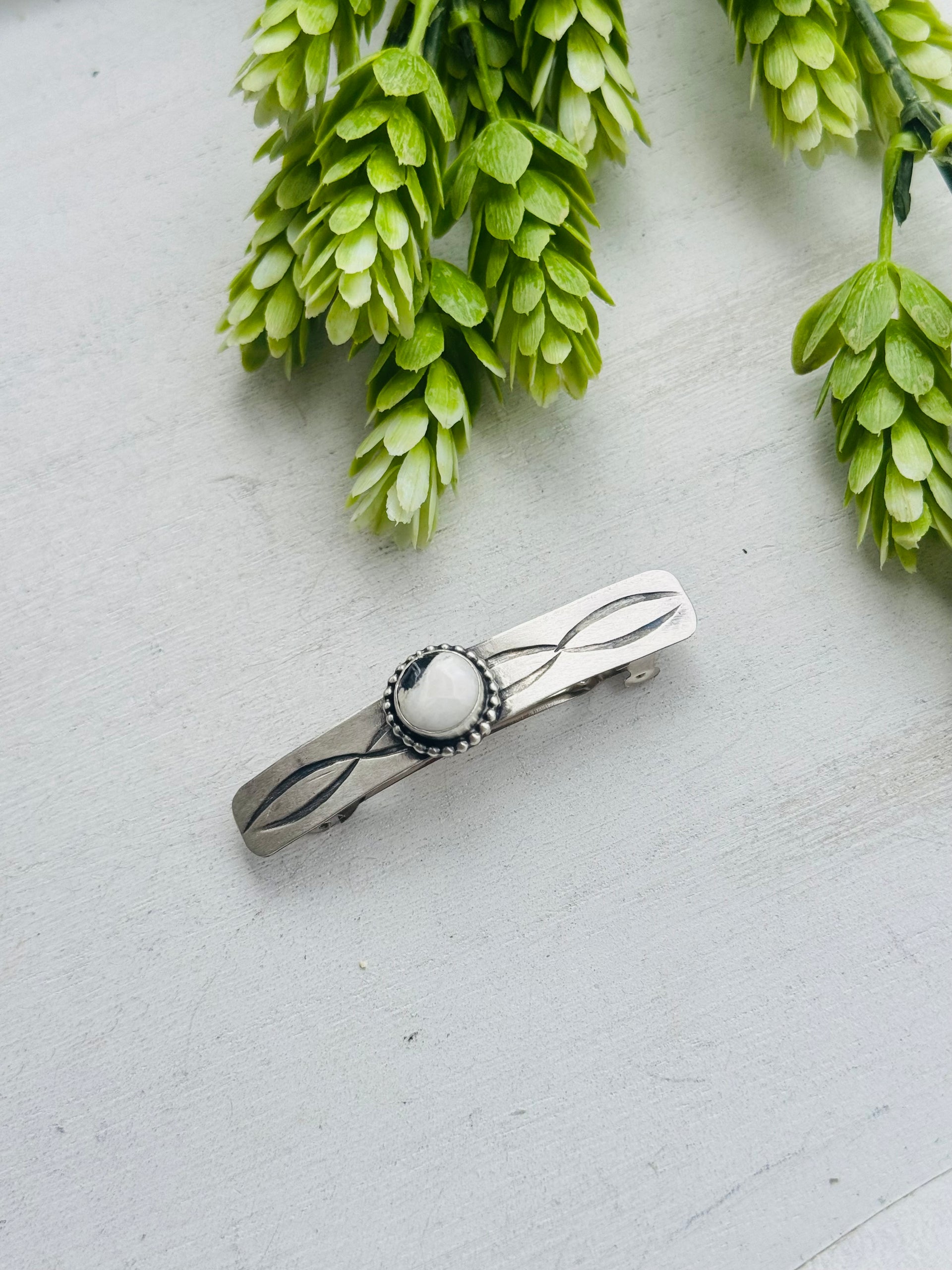 Danny Henio White Buffalo & Sterling Silver Hair Barrette