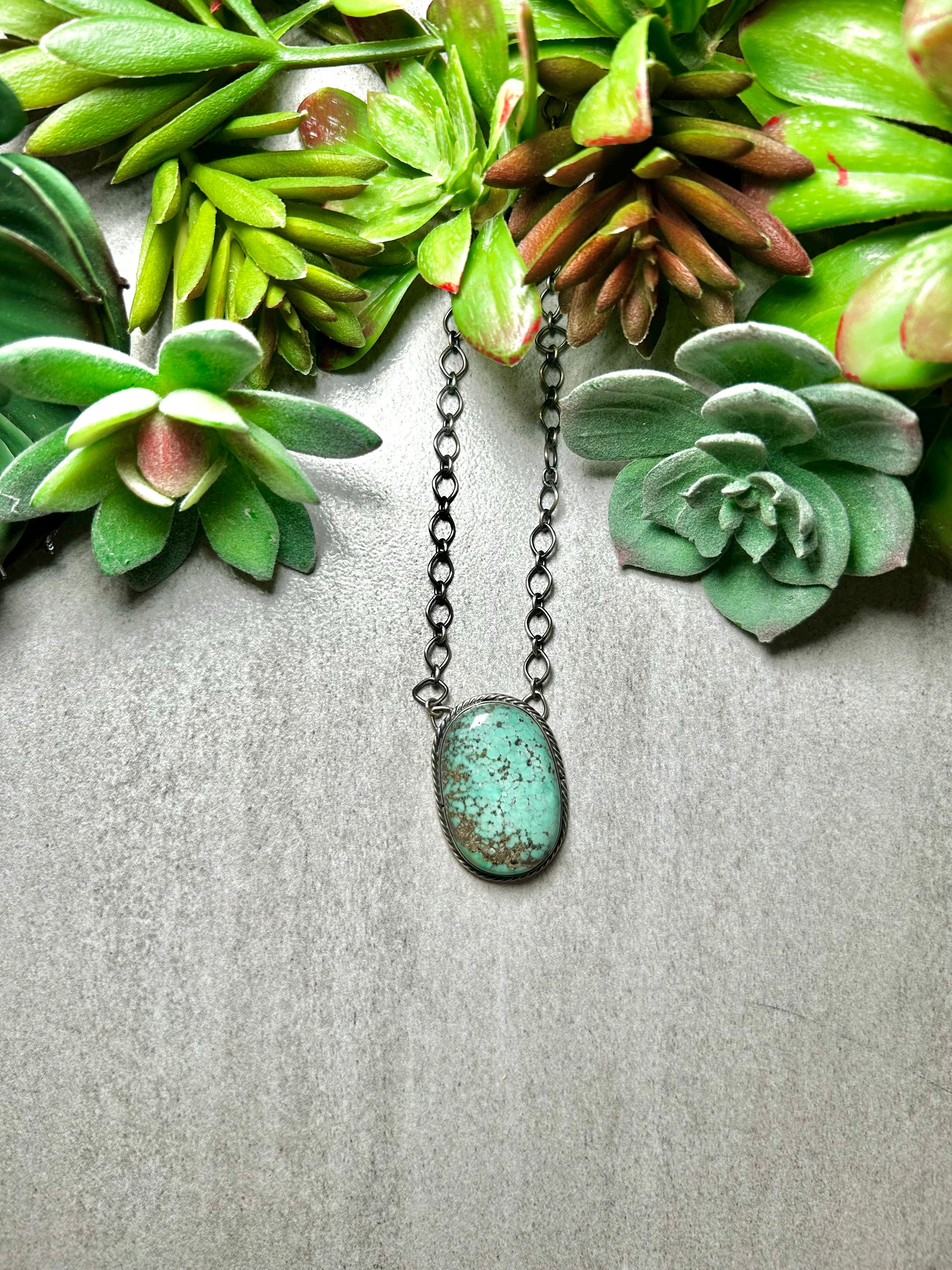 Navajo Made #8 Turquoise & Sterling Silver Necklace