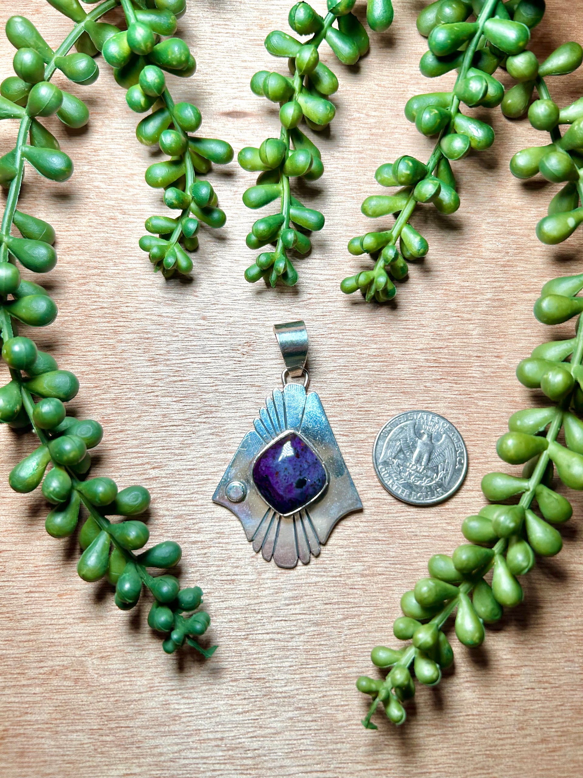 Navajo Made Sngilite  & Sterling Silver Pendant