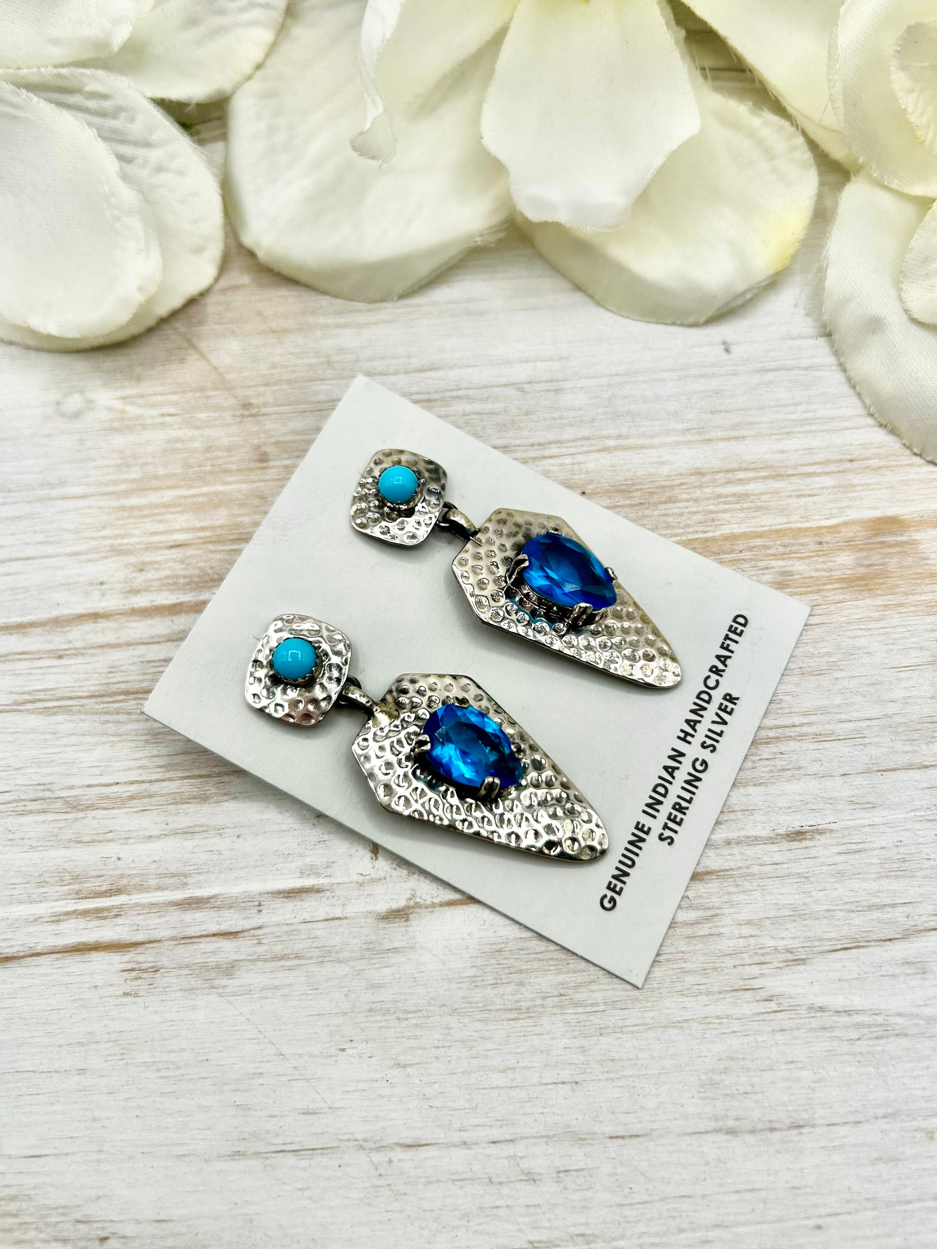 Robert Shakey Multi Stone  & Sterling Silver Post Earrings