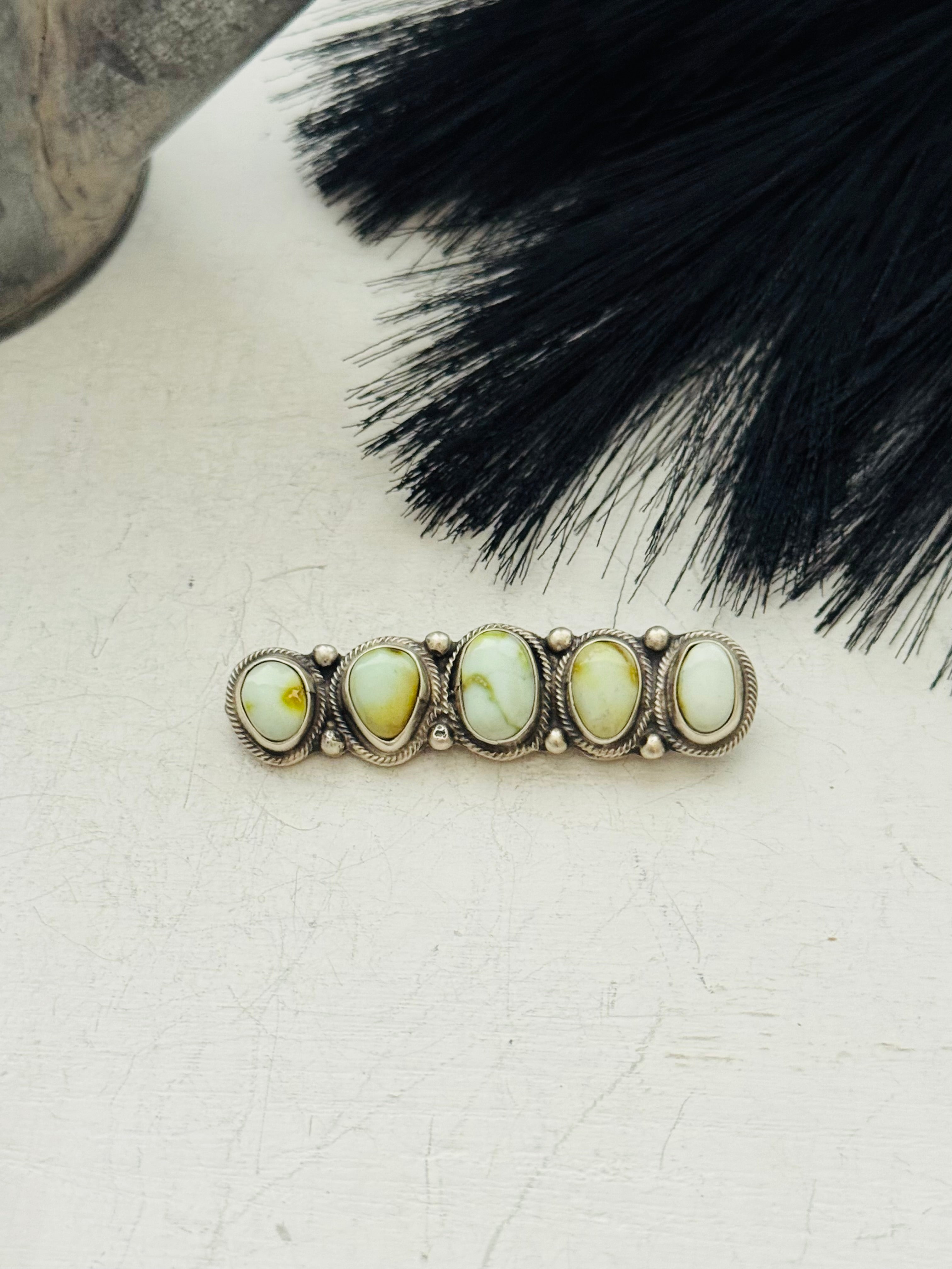 Navajo Made Palomino Variscite & Sterling Silver Pin