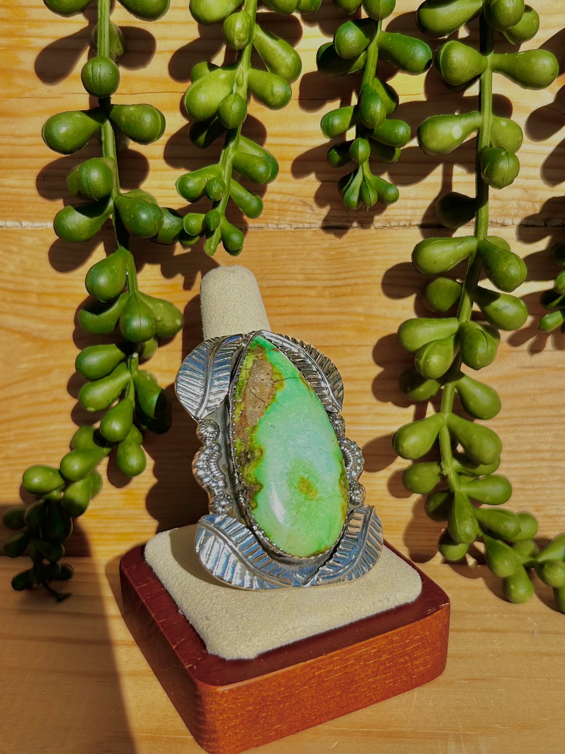 Southwest Sonoran Mountain Turquoise & Sterling Silver Ring Size 10