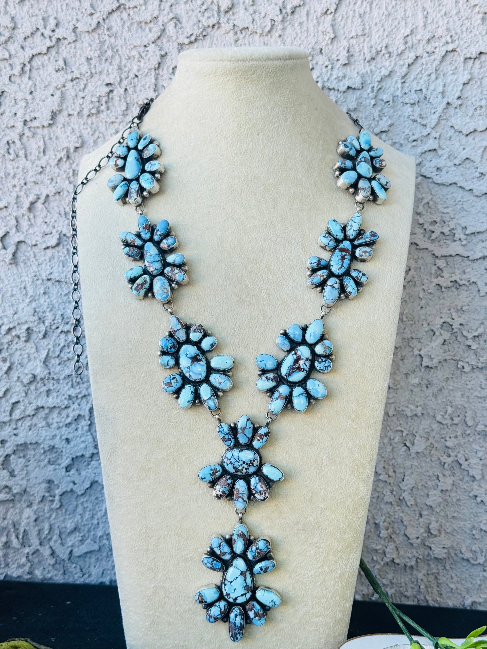 Sheryl Martinez Golden Hills Turquoise & Sterling Silver Cluster Necklace Set
