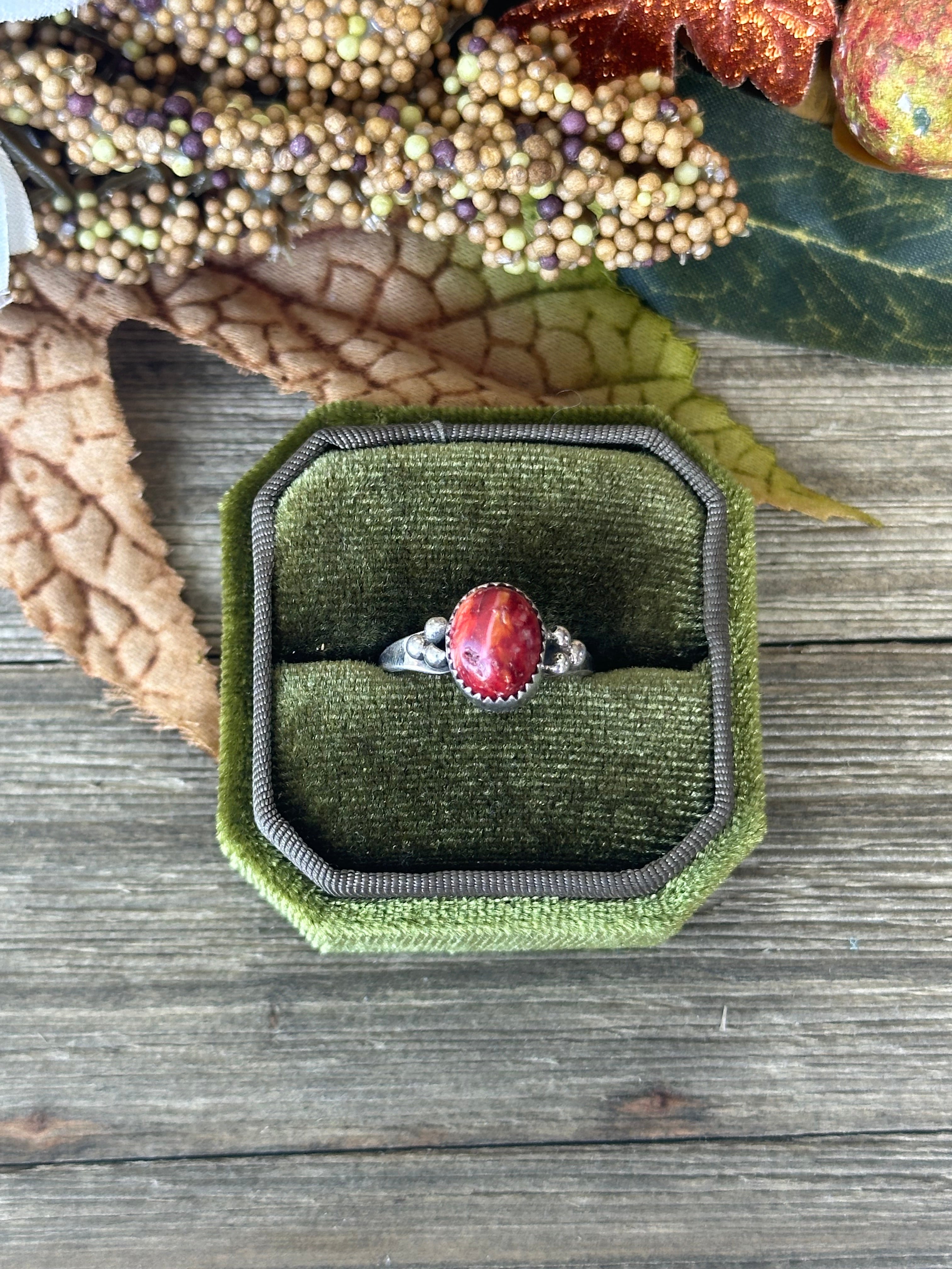 Navajo Made Spiny Oyster & Sterling Silver Ring