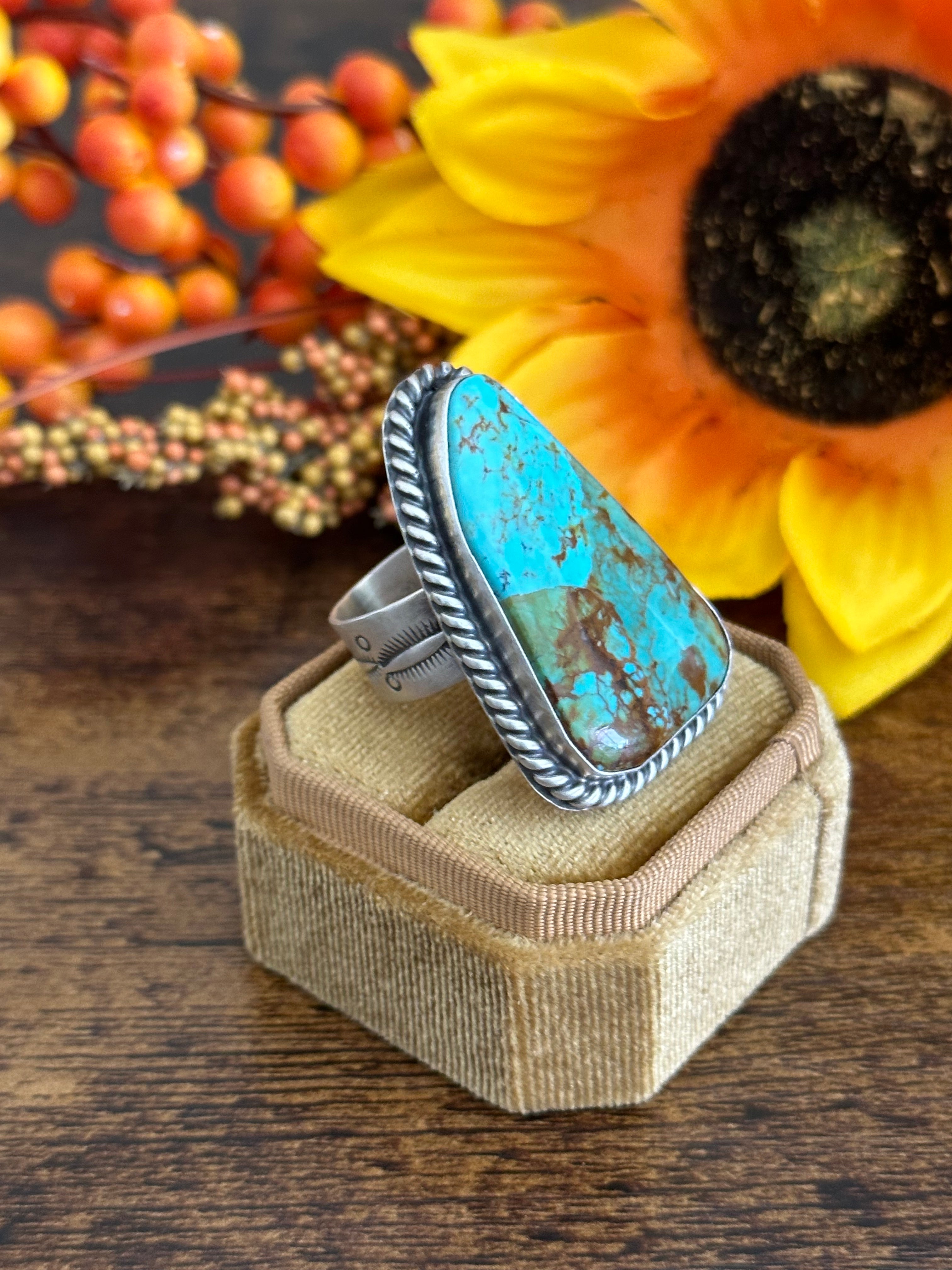 Augustine Largo Mohave Kingman Turquoise & Sterling Silver Adjustable Ring