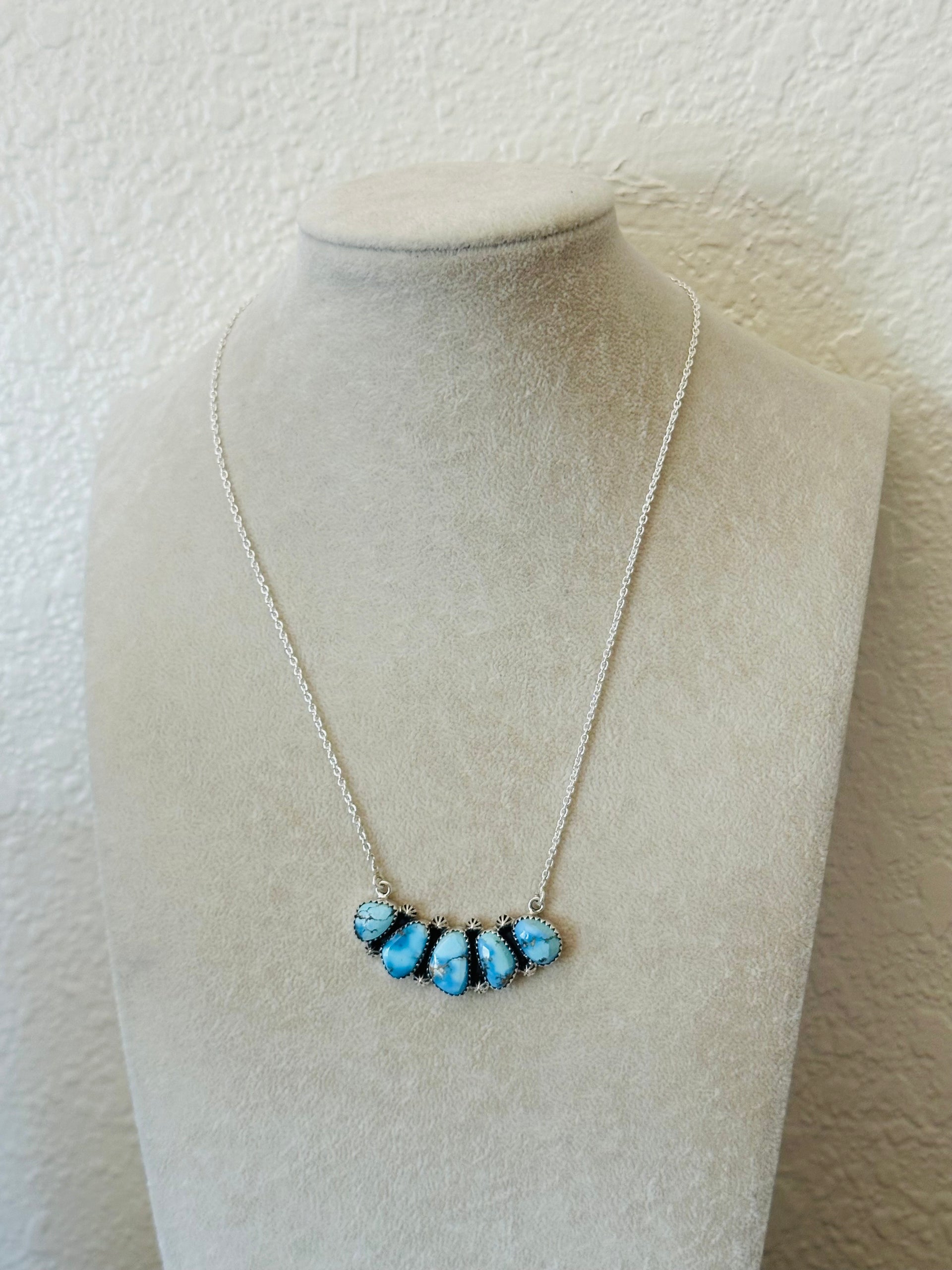 Southwest Handmade Golden Hills Turquoise & Sterling Silver Necklace