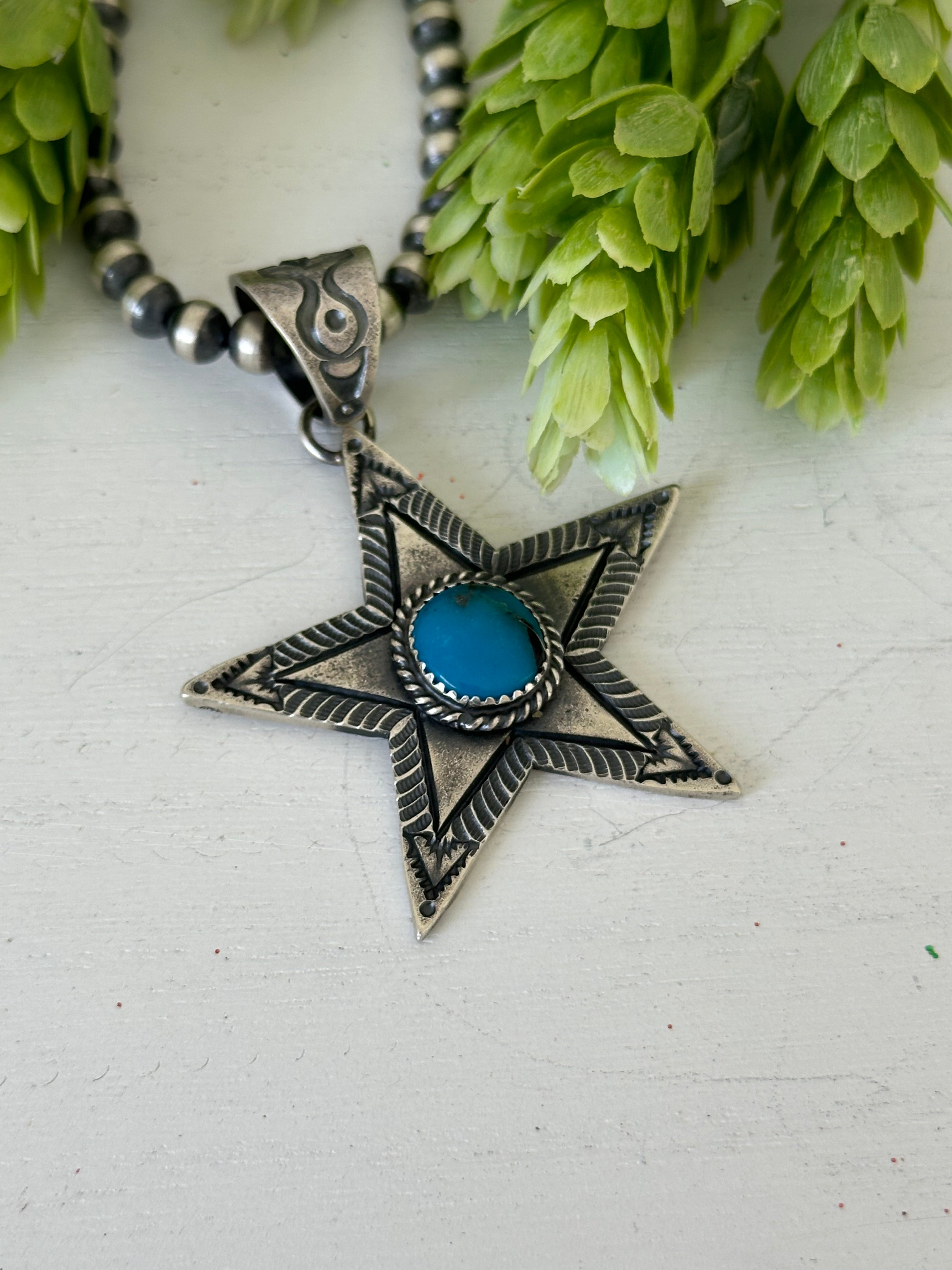 Kevin Billah Kingman Turquoise & Sterling Silver Star Pendant