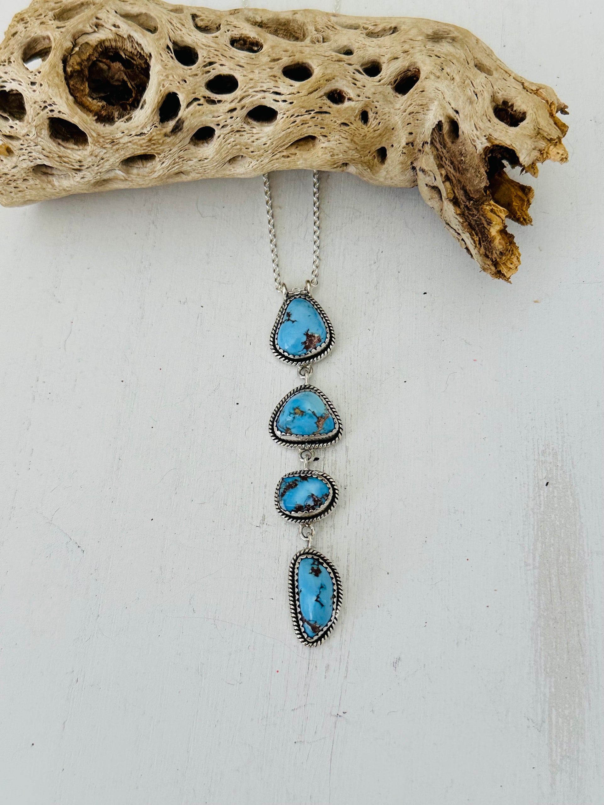 Southwest Handmade Golden Hills Turquoise & Sterling Silver Necklace