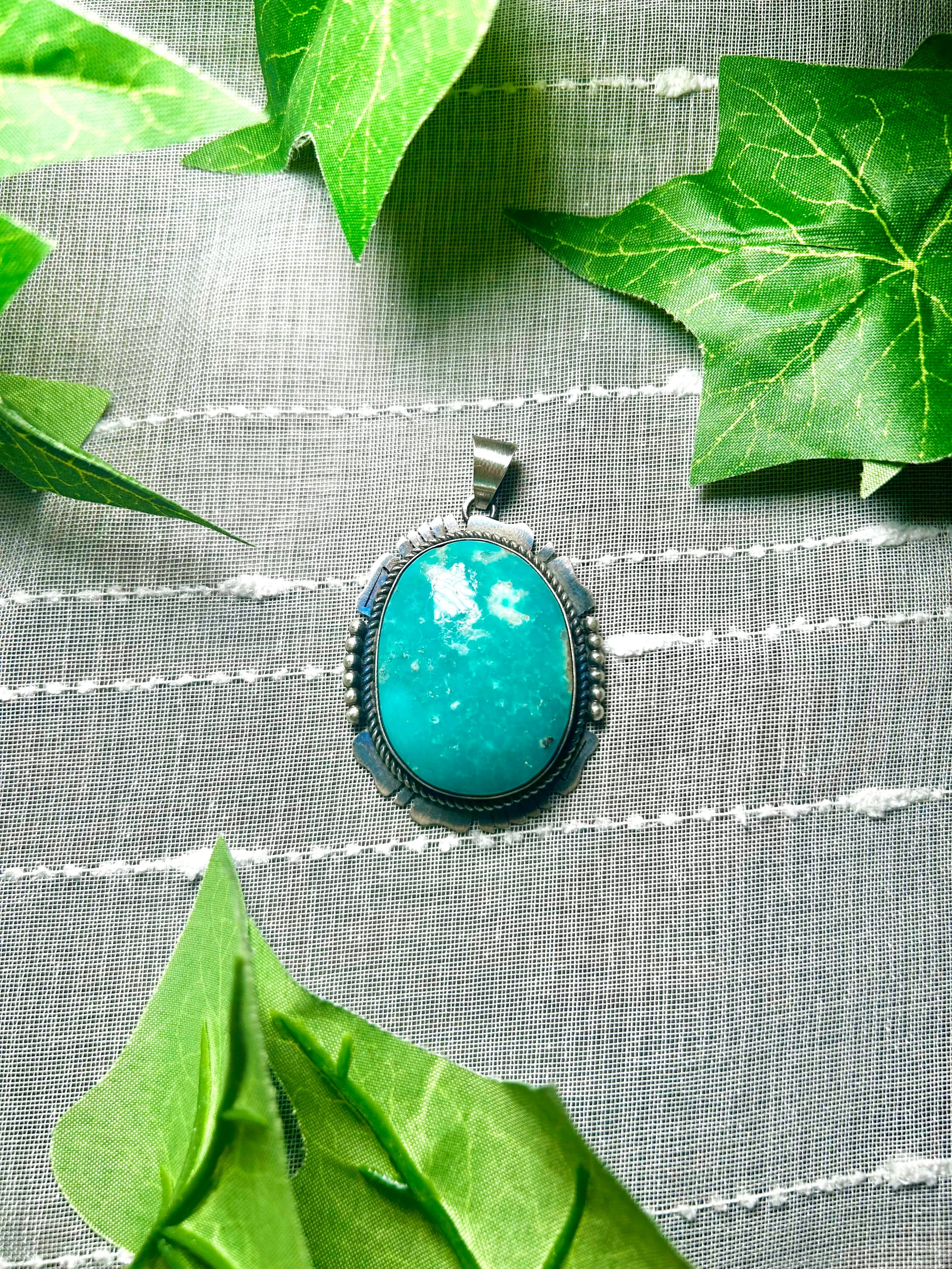 Eli Skeets Kingman Turquoise & Sterling Silver Pendant