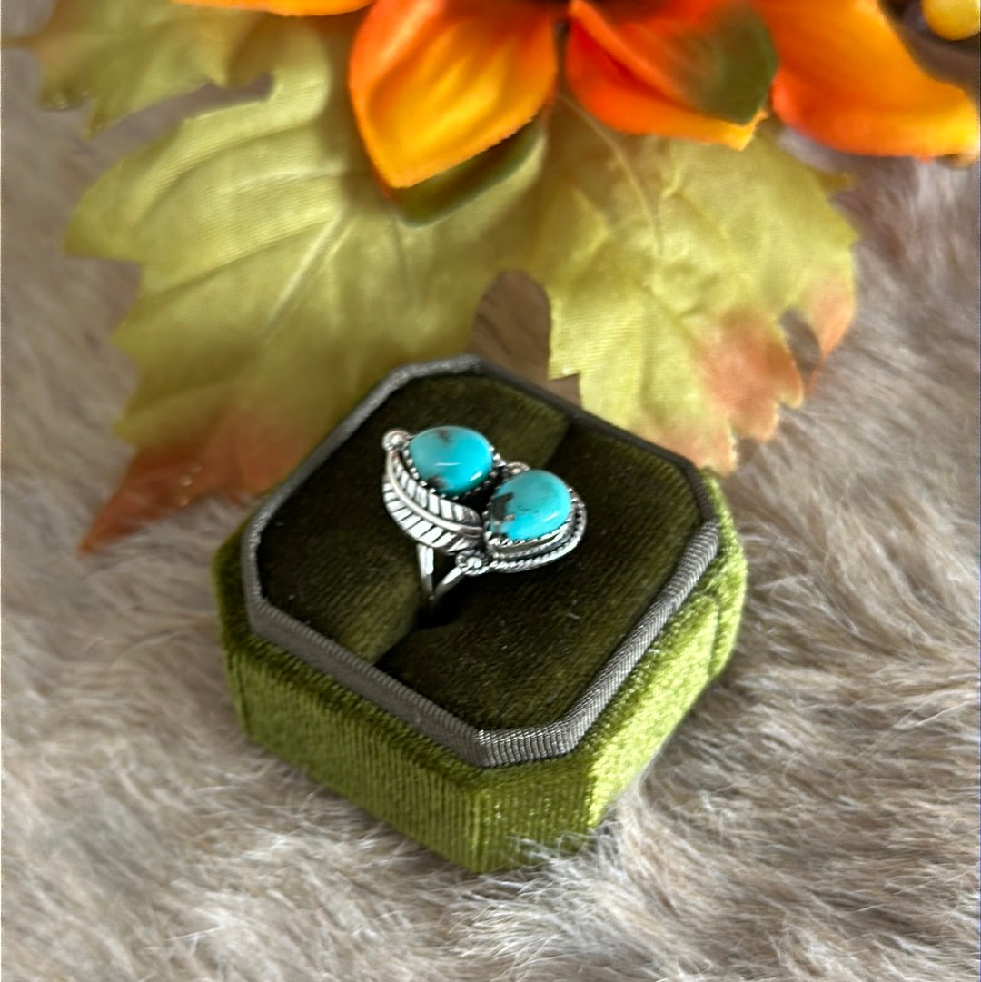 Southwest Handmade Kingman Turquoise & Sterling Silver Ring Size 6.25