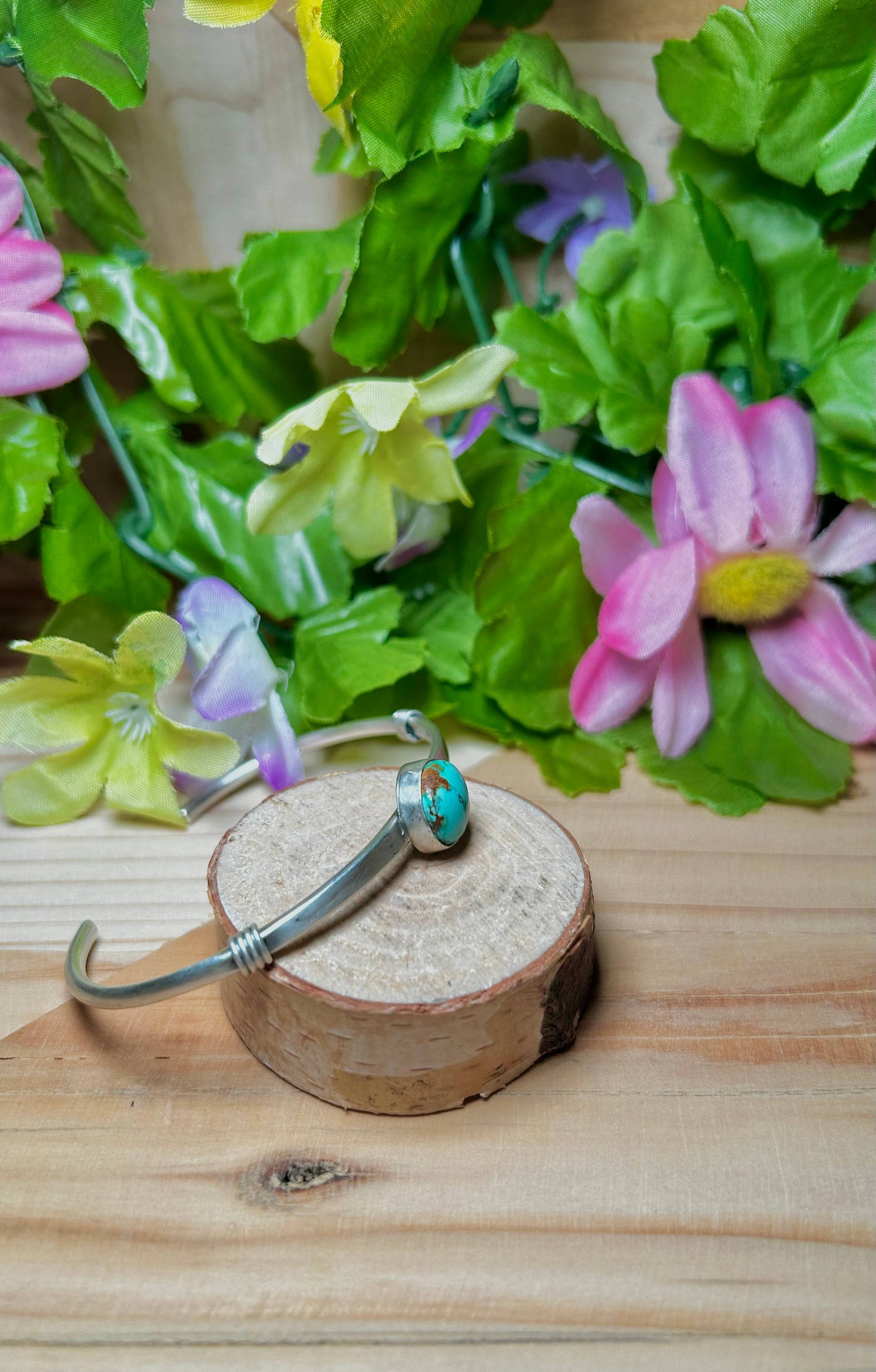 Navajo Made Sonoran Mountain Turquoise & Sterling Silver Cuff Bracelet