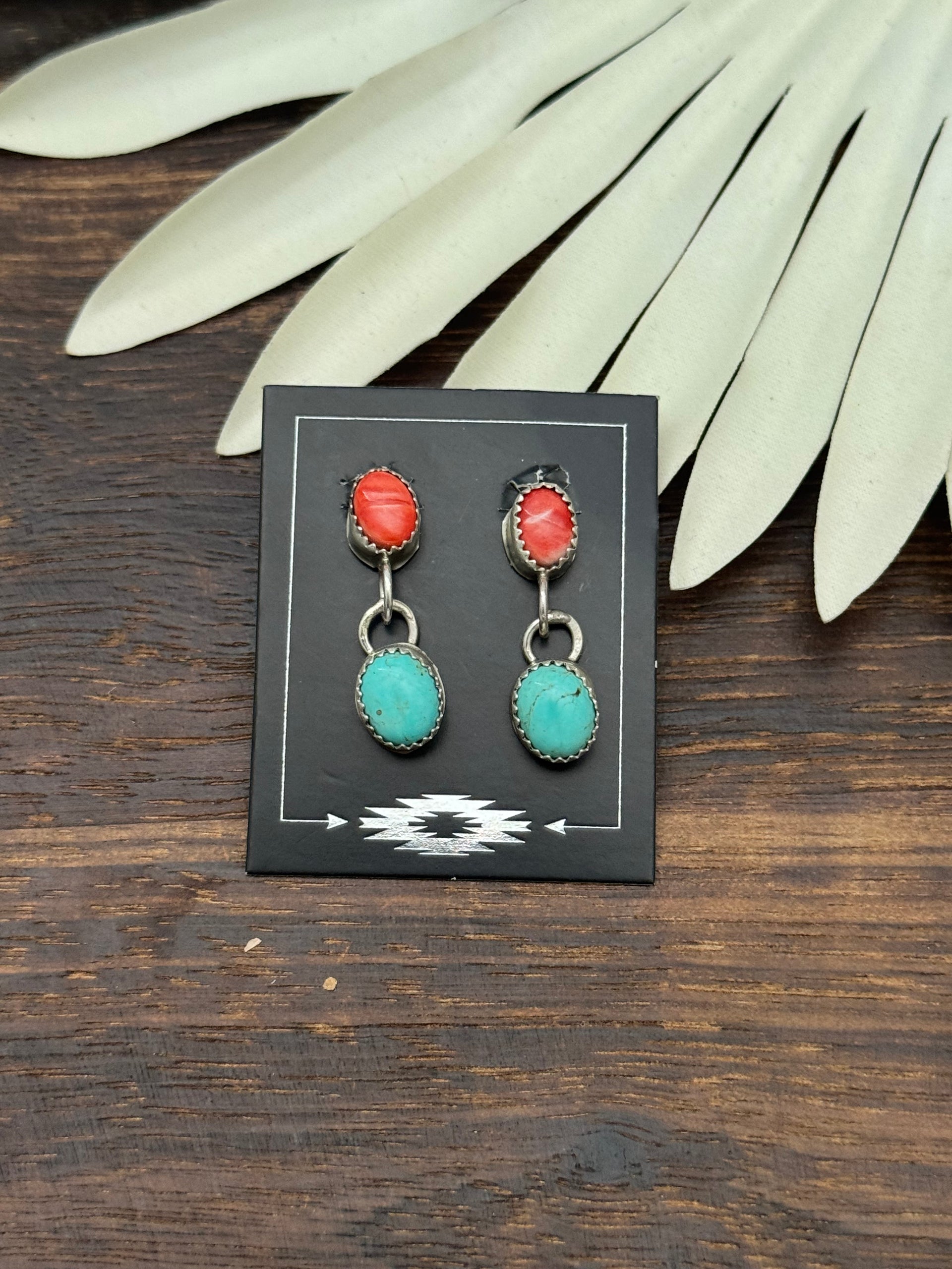 Tia Long Multi Stone & Sterling Silver Post Dangle Earrings