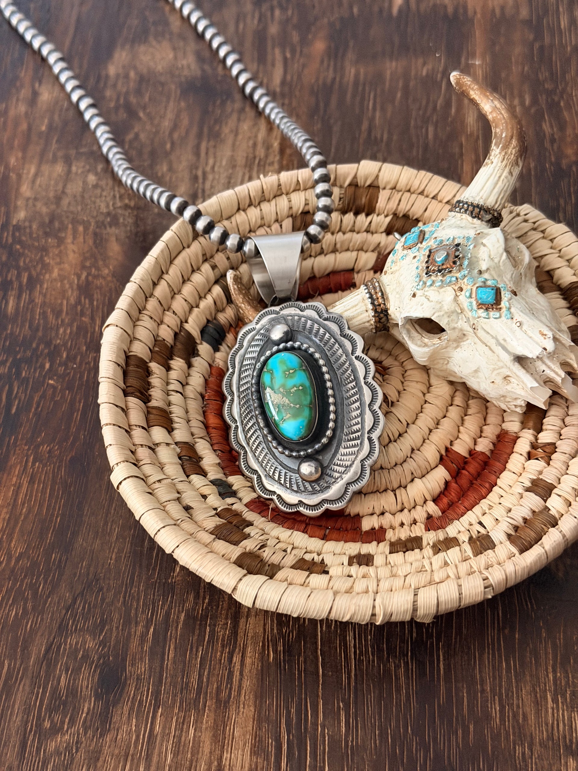 Chimney Butte Sonoran Mountain Turquoise & Sterling Silver Concho Pendant