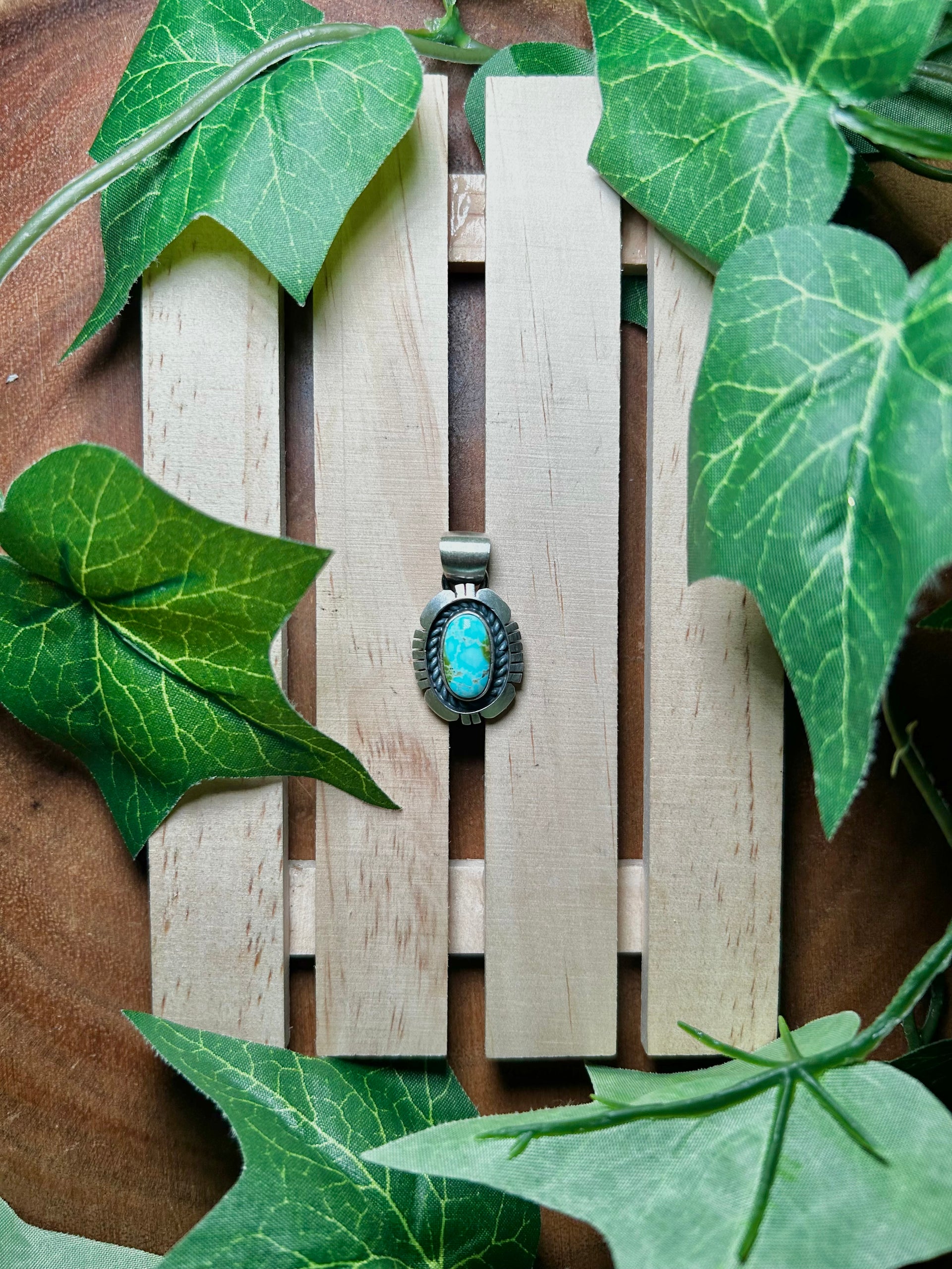 Navajo Made Sonoran Mountain Turquoise & Sterling Silver Pendant