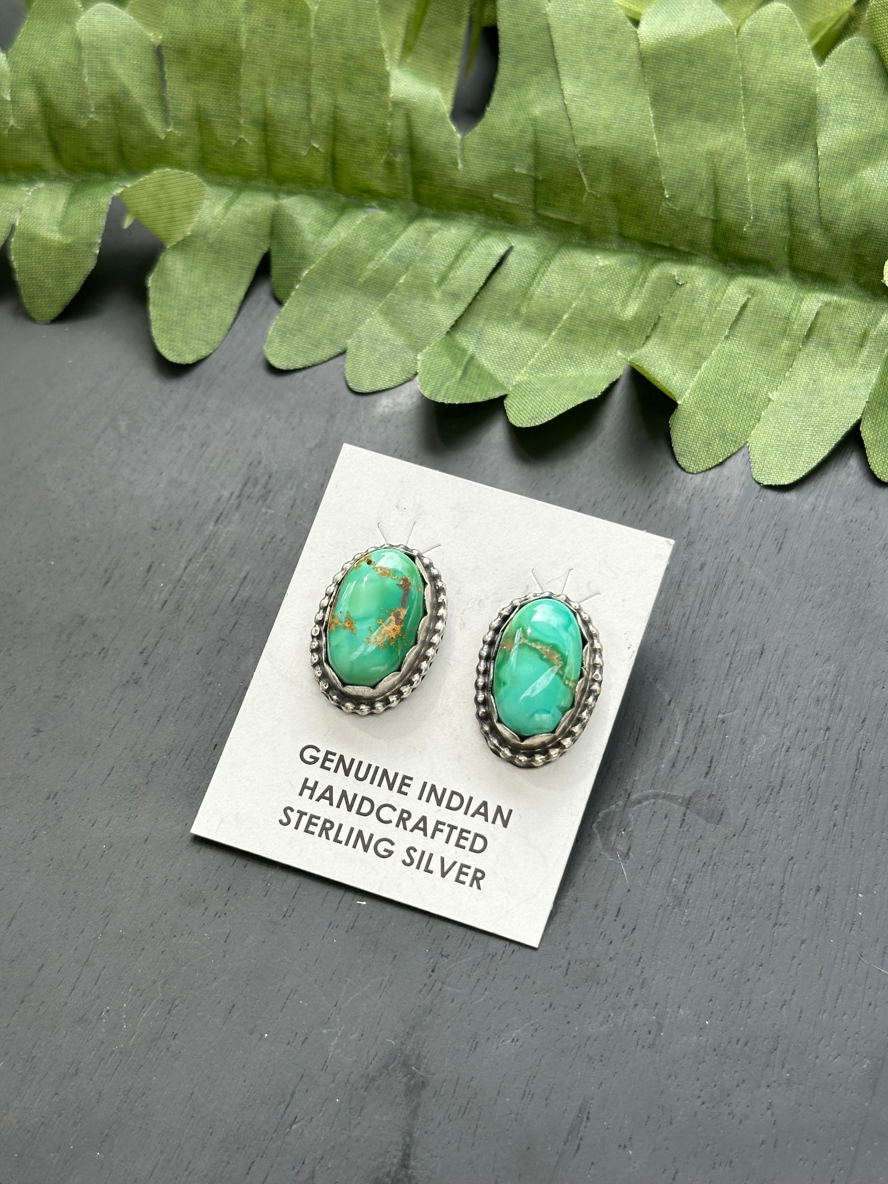 Timothy Yazzie Royston Turquoise & Sterling Silver Post Earrings